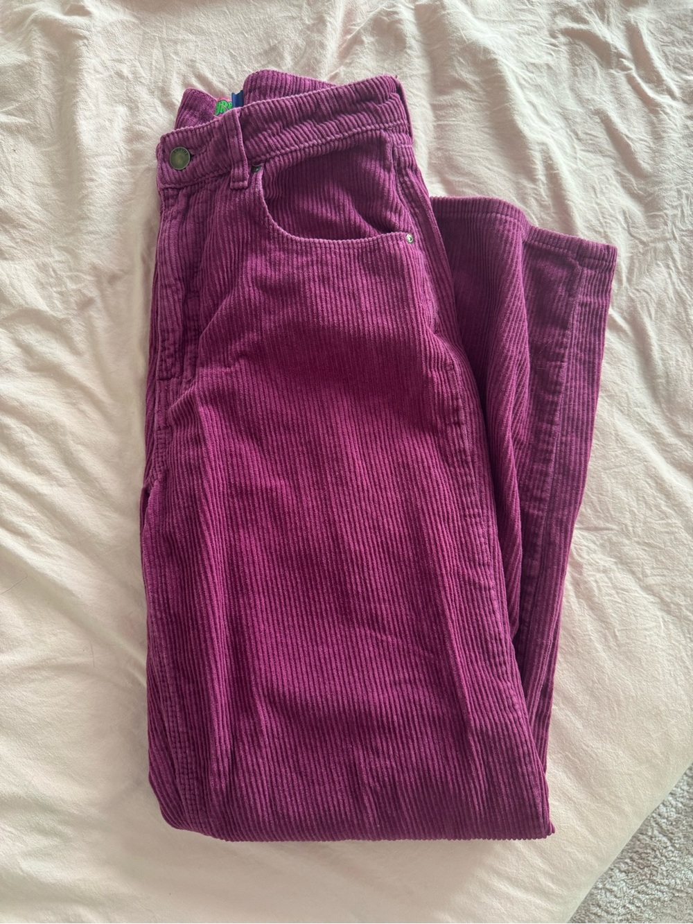 Women's Corduroy High-Waist Pants in Deep Magenta